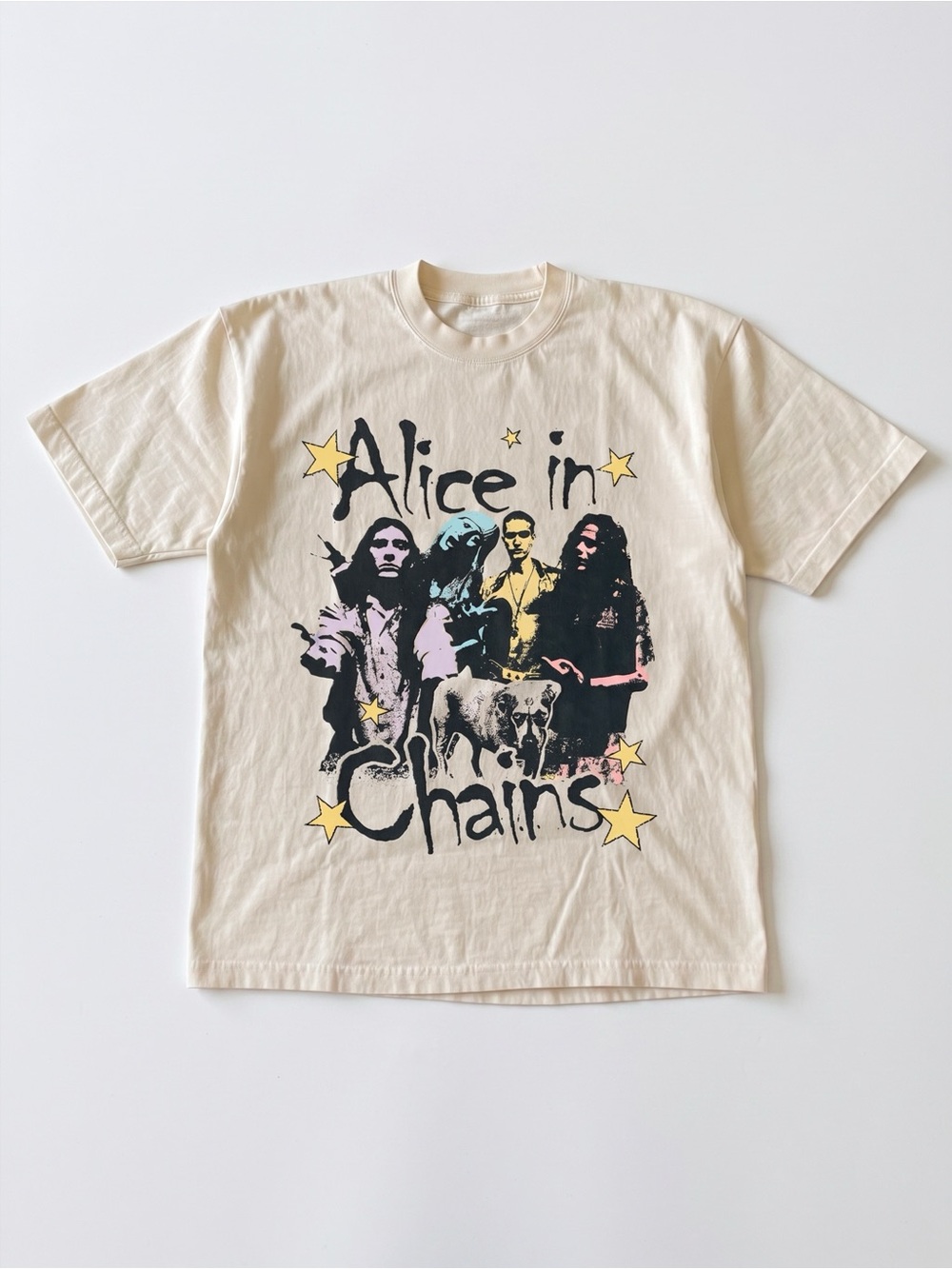 Alice In Chains Unisex Graphic Band Tee Alt Grunge Natural